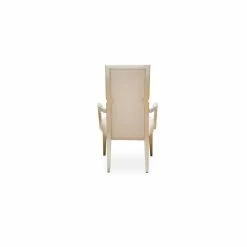 Hot Sale 💯 Michael Amini Camden Court 19" Wood/Linen Fabric Dining Arm Chair In Pearl Ivory 💯 -Cheap Office Chairs Store 2539114 4 L