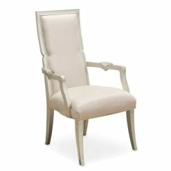 Hot Sale 💯 Michael Amini Camden Court 19" Wood/Linen Fabric Dining Arm Chair In Pearl Ivory 💯 -Cheap Office Chairs Store 2539114 L