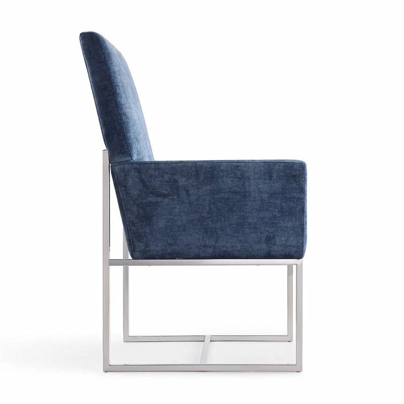 Best Sale 😀 Eden Home Mid-Century Modern Velvet Dining Armchair In Blue 😉 6 Best Sale 😀 Eden Home Mid-Century Modern Velvet Dining Armchair In Blue 😉 - Image 4