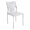 Best Pirce 🎉 Creative Images International White Leather Side Chair With Chrome Legs Set Of 4 💯