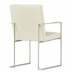 New ❤️ Michael Amini Laguna Ridge 19" Wood Dining Arm Chair In Brushed Silver/Oak 🥰 -Cheap Office Chairs Store 2545276 4 L