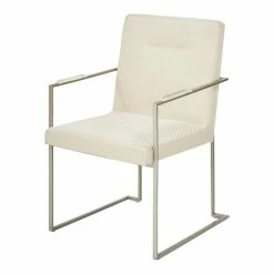 New โค๏ธ Michael Amini Laguna Ridge 19" Wood Dining Arm Chair In Brushed Silver/Oak ๐ฅฐ