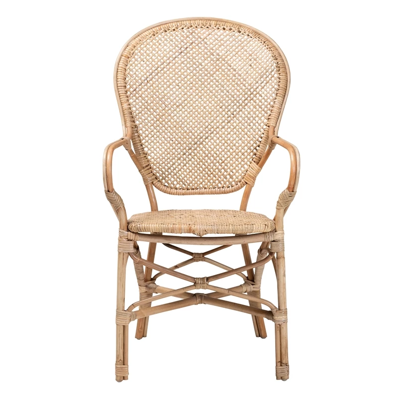 Discount ✨ Baxton Studio Lalaine Modern Bohemian Natural Rattan Dining Arm Chair ✔️ 4 Discount ✨ Baxton Studio Lalaine Modern Bohemian Natural Rattan Dining Arm Chair ✔️ - Image 2