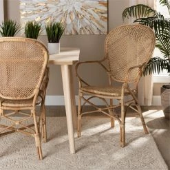 Discount ✨ Baxton Studio Lalaine Modern Bohemian Natural Rattan Dining Arm Chair ✔️ 19 Discount ✨ Baxton Studio Lalaine Modern Bohemian Natural Rattan Dining Arm Chair ✔️ -Cheap Office Chairs Store 2550502 7 L