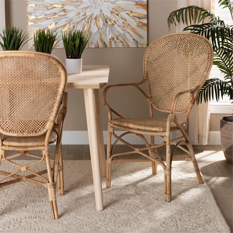 Discount ✨ Baxton Studio Lalaine Modern Bohemian Natural Rattan Dining Arm Chair ✔️ 10 Discount ✨ Baxton Studio Lalaine Modern Bohemian Natural Rattan Dining Arm Chair ✔️ - Image 8