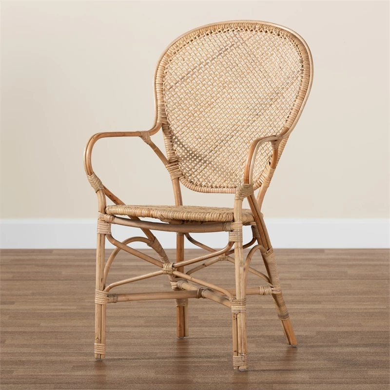 Discount ✨ Baxton Studio Lalaine Modern Bohemian Natural Rattan Dining Arm Chair ✔️ 11 Discount ✨ Baxton Studio Lalaine Modern Bohemian Natural Rattan Dining Arm Chair ✔️ - Image 9