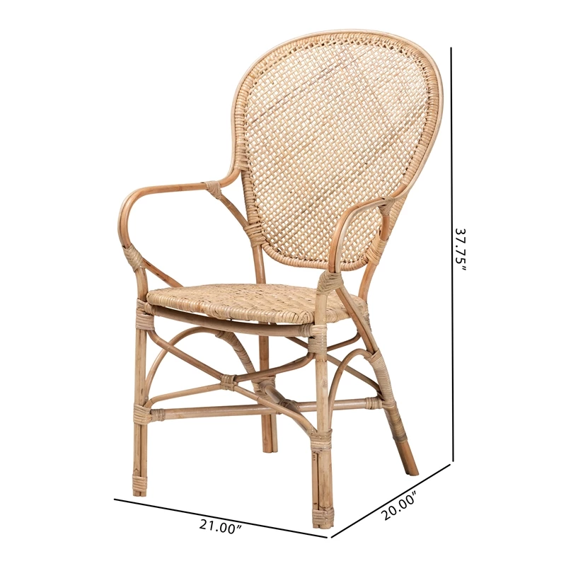 Discount ✨ Baxton Studio Lalaine Modern Bohemian Natural Rattan Dining Arm Chair ✔️ 12 Discount ✨ Baxton Studio Lalaine Modern Bohemian Natural Rattan Dining Arm Chair ✔️ - Image 10