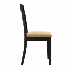 Hot Sale ✔️ INSPIRE Q 16.53" Ladder Back Wood Dining Chair In Black/Beige (Set Of 2) 🎉 -Cheap Office Chairs Store 2551594 3 L
