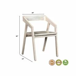 Cheap 👏 Taran Designs Maria 18" Hand-Crafted Mango Wood Arm Chair In Natural White ⌛ -Cheap Office Chairs Store 2555728 5 L