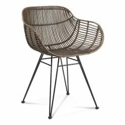 Coupon 🤩 Bassett Mirror Ryanne Metal Arm Chair In Brown Rattan ⌛