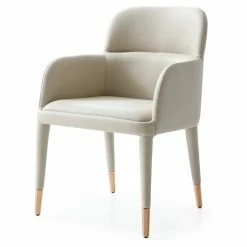 Cheap ❤️ Limari Home Cortina 19" Modern Eco-Leather Dining Arm Chair In Beige/Rose Gold 👏