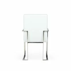 Deals 🌟 Limari Home Fowler 18.5" Eco-Leather & Stainless Steel Dining Arm Chair In White 😀 -Cheap Office Chairs Store 2568816 3 L
