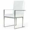 Deals 🌟 Limari Home Fowler 18.5" Eco-Leather & Stainless Steel Dining Arm Chair In White 😀