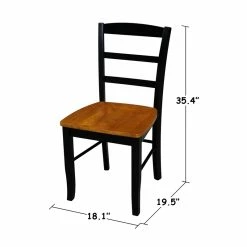 Discount 👍 Bowery Hill Solid Wood Ladderback Styled Chair (Set Of 2) In Black 😍 -Cheap Office Chairs Store 2574436 13 L