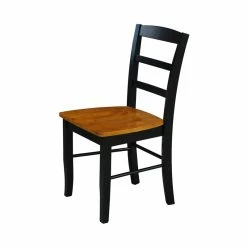 Discount 👍 Bowery Hill Solid Wood Ladderback Styled Chair (Set Of 2) In Black 😍 -Cheap Office Chairs Store 2574436 7 L