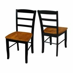 Discount 👍 Bowery Hill Solid Wood Ladderback Styled Chair (Set Of 2) In Black 😍 -Cheap Office Chairs Store 2574436 9 L
