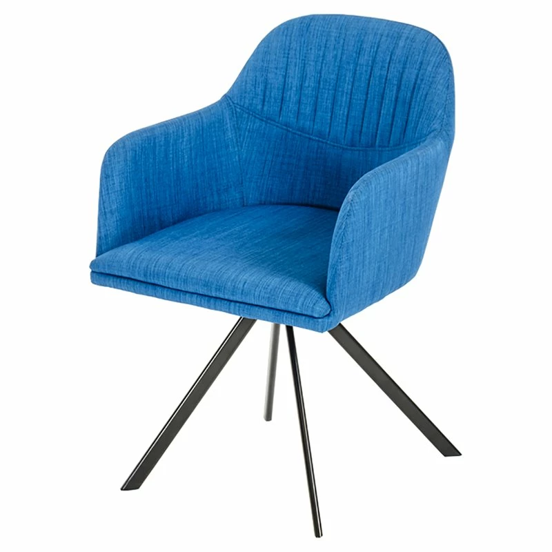 Outlet 🎉 Modrest Synergy Mid-Century Fabric & Metal Dining Arm Chair In Blue/Black 😀 3 Outlet 🎉 Modrest Synergy Mid-Century Fabric & Metal Dining Arm Chair In Blue/Black 😀