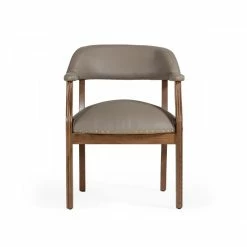 Brand new 🔥 HomeRoots 'Taupe Nailhead Faux Leather Dining Arm Chair 😍 -Cheap Office Chairs Store 2623707 1 L