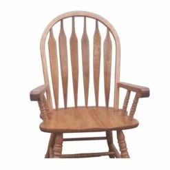 Discount ✨ HomeRoots 'Rustic Oak Rounded Slat Back Hardwood Armchair 🎉 -Cheap Office Chairs Store 2623755 2 L