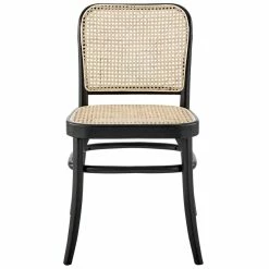 Best deal 🔔 Modway Winona 18.5" Farmhouse Wood & Rattan Dining Side Chair In Black/Beige ❤️ -Cheap Office Chairs Store 2633876 2 L