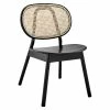 Hot Sale 👏 Modway Malina 16.5" Woven Back Farmhouse Wood Dining Side Chair In Black/Natural 🌟 -Cheap Office Chairs Store 2633904 L