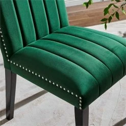 Buy 🎉 Modway Catalyst 19.5" Velvet Dining Side Chairs In Green/Black (Set Of 2) ✨ -Cheap Office Chairs Store 2633918 6 L