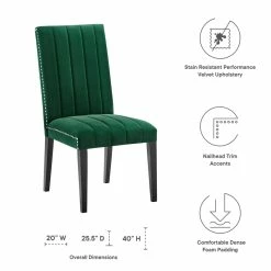 Buy 🎉 Modway Catalyst 19.5" Velvet Dining Side Chairs In Green/Black (Set Of 2) ✨ -Cheap Office Chairs Store 2633918 7 L