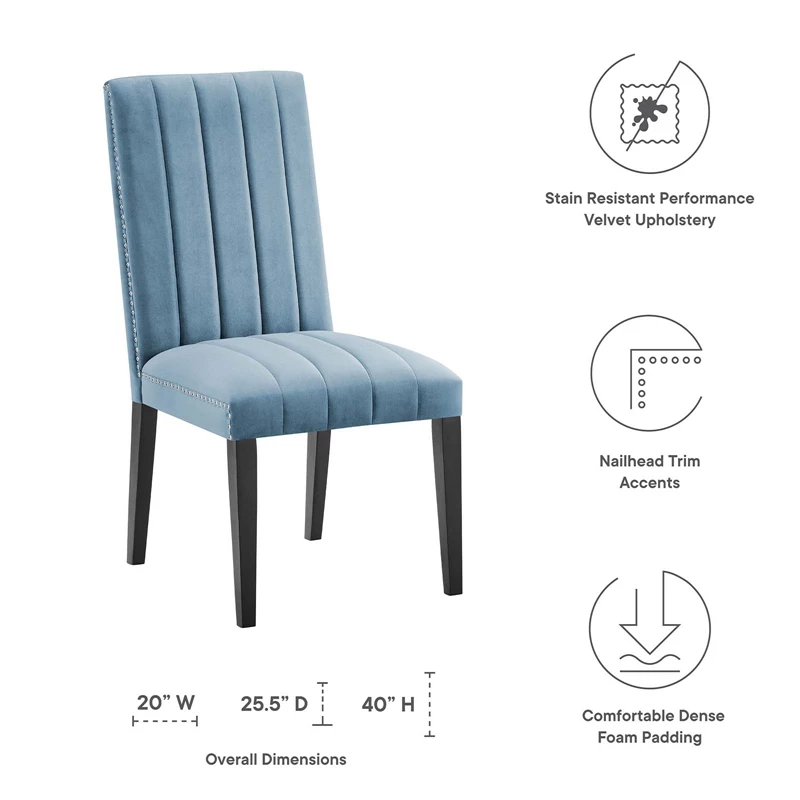 Coupon 🌟 Modway Catalyst 19.5" Velvet Dining Side Chairs In Light Blue/Black (Set Of 2) 💯 6 Coupon 🌟 Modway Catalyst 19.5" Velvet Dining Side Chairs In Light Blue/Black (Set Of 2) 💯 - Image 4