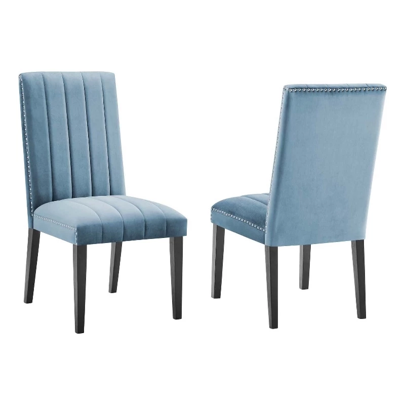 Coupon 🌟 Modway Catalyst 19.5" Velvet Dining Side Chairs In Light Blue/Black (Set Of 2) 💯 3 Coupon 🌟 Modway Catalyst 19.5" Velvet Dining Side Chairs In Light Blue/Black (Set Of 2) 💯
