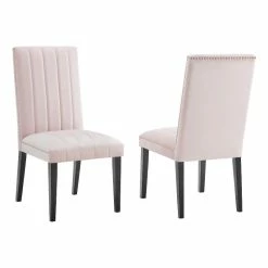 Budget 💯 Modway Catalyst 19.5" Velvet Dining Side Chairs In Pink/Black (Set Of 2) 🥰