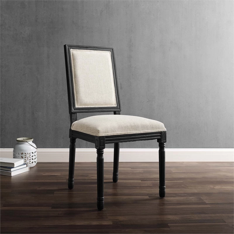 Budget ๐ฏ Modway Court 20" Modern Upholstered Fabric Dining Side Chair In Black/Beige ๐งจ 4 Budget ๐ฏ Modway Court 20" Modern Upholstered Fabric Dining Side Chair In Black/Beige ๐งจ - Image 2