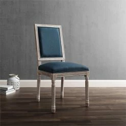 Discount 🎉 Modway Court 20" Modern Upholstered Fabric Dining Side Chair In Natural/Blue 👏 -Cheap Office Chairs Store 2633933 5 L