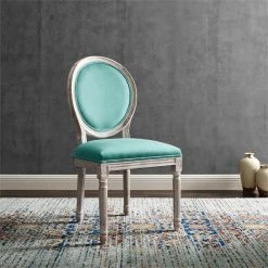 Flash Sale 👏 Modway Emanate 19.5" Velvet Dining Side Chair With Oval Back In Blue/Natural 🧨 -Cheap Office Chairs Store 2633990 1 L
