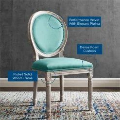 Flash Sale 👏 Modway Emanate 19.5" Velvet Dining Side Chair With Oval Back In Blue/Natural 🧨 -Cheap Office Chairs Store 2633990 7 L