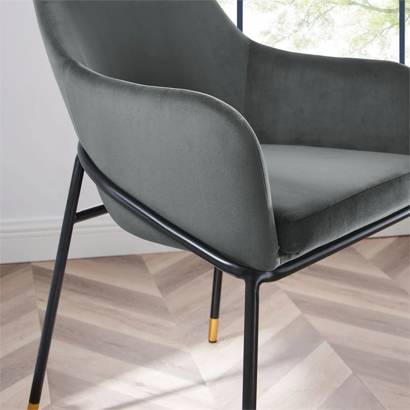 Best deal 🔔 Modway Jovi 19" Modern Performance Velvet Dining Armchair In Charcoal/Black ✔️ 8 Best deal 🔔 Modway Jovi 19" Modern Performance Velvet Dining Armchair In Charcoal/Black ✔️ - Image 6