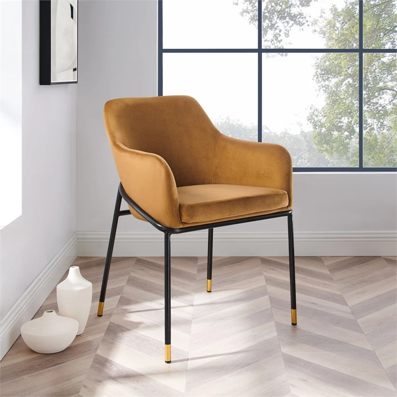 Deals 🛒 Modway Jovi 19" Modern Performance Velvet Dining Armchair In Cognac Brown/Black 😉 4 Deals 🛒 Modway Jovi 19" Modern Performance Velvet Dining Armchair In Cognac Brown/Black 😉 - Image 2
