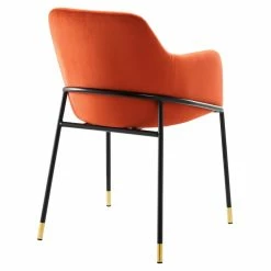 Deals 😉 Modway Jovi 19" Modern Performance Velvet Dining Armchair In Orange/Black 🔥 -Cheap Office Chairs Store 2633994 2 L