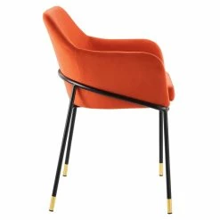 Deals 😉 Modway Jovi 19" Modern Performance Velvet Dining Armchair In Orange/Black 🔥 -Cheap Office Chairs Store 2633994 3 L