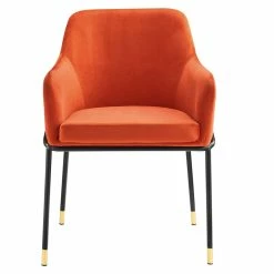 Deals 😉 Modway Jovi 19" Modern Performance Velvet Dining Armchair In Orange/Black 🔥 -Cheap Office Chairs Store 2633994 4 L