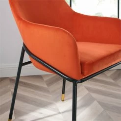 Deals 😉 Modway Jovi 19" Modern Performance Velvet Dining Armchair In Orange/Black 🔥 -Cheap Office Chairs Store 2633994 5 L