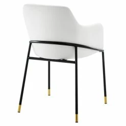 Best Sale 🛒 Modway Jovi 19" Modern Performance Velvet Dining Armchair In White/Black 🧨 -Cheap Office Chairs Store 2633995 2 L