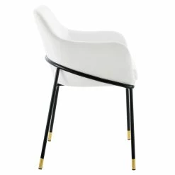 Best Sale 🛒 Modway Jovi 19" Modern Performance Velvet Dining Armchair In White/Black 🧨 -Cheap Office Chairs Store 2633995 3 L