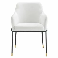 Best Sale 🛒 Modway Jovi 19" Modern Performance Velvet Dining Armchair In White/Black 🧨 -Cheap Office Chairs Store 2633995 4 L