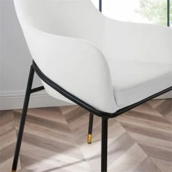 Best Sale 🛒 Modway Jovi 19" Modern Performance Velvet Dining Armchair In White/Black 🧨 -Cheap Office Chairs Store 2633995 5 L