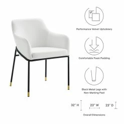 Best Sale 🛒 Modway Jovi 19" Modern Performance Velvet Dining Armchair In White/Black 🧨 -Cheap Office Chairs Store 2633995 6 L