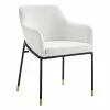 Best Sale 🛒 Modway Jovi 19" Modern Performance Velvet Dining Armchair In White/Black 🧨