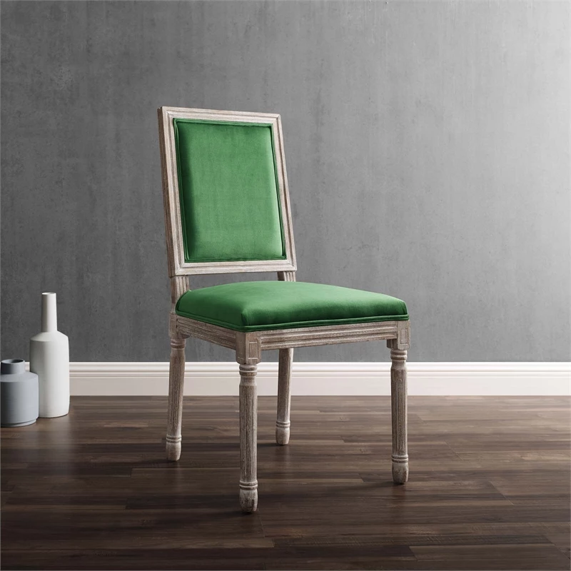 Best deal 🎁 Modway Court 20" Upholstered Velvet Dining Side Chair In Natural/Emerald Green 🌟 4 Best deal 🎁 Modway Court 20" Upholstered Velvet Dining Side Chair In Natural/Emerald Green 🌟 - Image 2