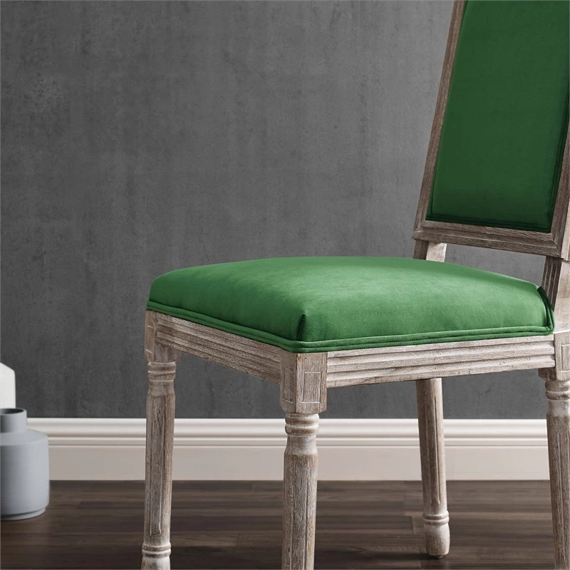 Best deal 🎁 Modway Court 20" Upholstered Velvet Dining Side Chair In Natural/Emerald Green 🌟 9 Best deal 🎁 Modway Court 20" Upholstered Velvet Dining Side Chair In Natural/Emerald Green 🌟 - Image 7