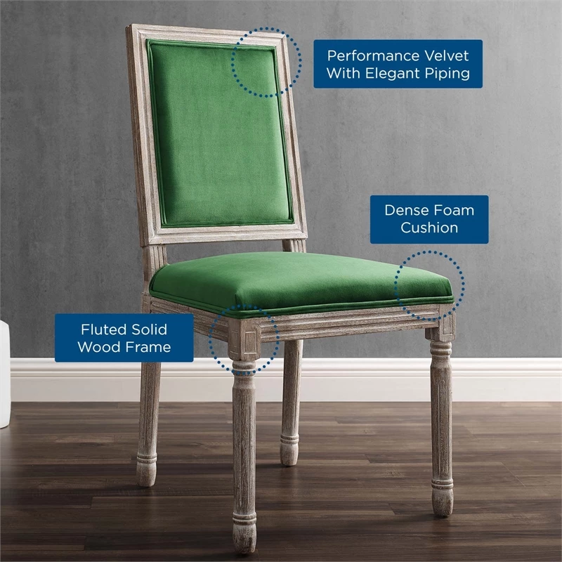 Best deal 🎁 Modway Court 20" Upholstered Velvet Dining Side Chair In Natural/Emerald Green 🌟 10 Best deal 🎁 Modway Court 20" Upholstered Velvet Dining Side Chair In Natural/Emerald Green 🌟 - Image 8