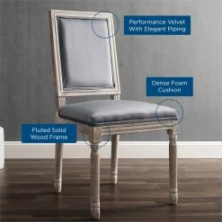 Hot Sale 🌟 Modway Court 20" Upholstered Velvet Dining Side Chair In Natural/Gray 🥰 -Cheap Office Chairs Store 2634016 7 L